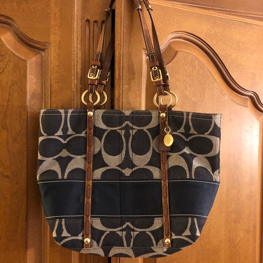 Coach tote bag signature blue design